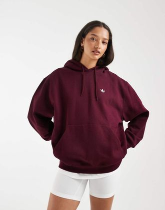adidas Originals Essentials - Felpa con cappuccio oversize in pile bordeaux-Rosso