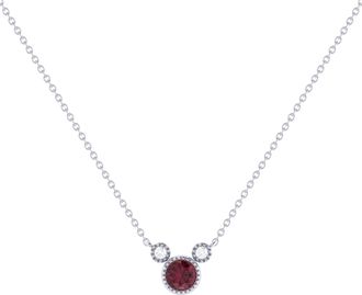 LuvMyJewelry Round Ruby & Diamond 14K White Gold Birthstone Necklace