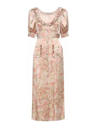 Alessandra Rich Printed Silk Jacquard Midi Dress