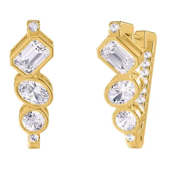 Diamond2Deal 14k Yellow Gold 3.25 Ct Multi Shape Lab Grown Diamond Fancy Hoop Earrings VVS-VS, E-F