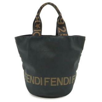 Fendi Black Khaki Nylon Canvas Handbag Tote Bag (Pre-Owned)