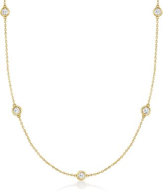 Ross-Simons Bezel-Set Diamond Station Necklace in 14kt Yellow Gold