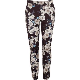 Lords of Harlech Jack Flat Front Stretch Sateen Pant in Serious Floral Black at Nordstrom, Size 3232