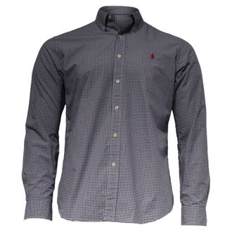 Ralph Lauren Slim Fit Checked Shirt in Navy Blue Cotton