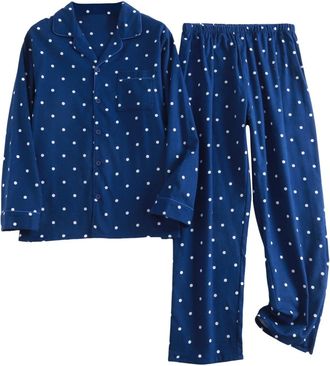 Generic Mens Pyjamas Set Long Sleeve Pyjamas with Bottoms Loose Cotton Rich Top Brushed Fleece Bottoms Top Warm Pants PJ Nightwear Loungewear Set Winter Gift 