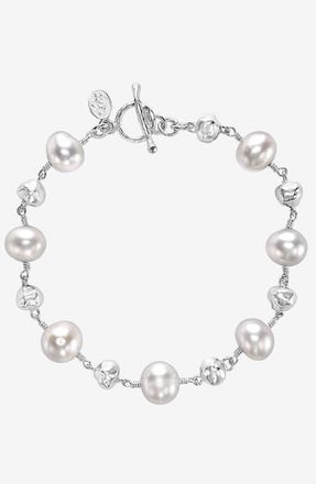 Dower & Hall Nugget & White Freshwater Pearl Bracelet in Sterling Silver at Nordstrom, Size 8