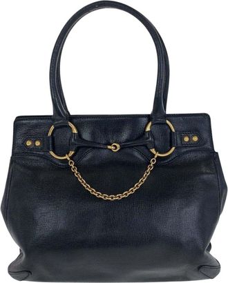 Gucci Black Calfskin Horsebit Tote (Authentic Pre-Loved)