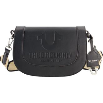 True Religion Debossed Logo Flap Shoulder Bag in Black at Nordstrom