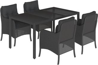 vidaXL Set De Muebles Jard&iacute;n 5 Pzas Con Cojines Rat&aacute;n Sint&eacute;tico Negro Vidaxl