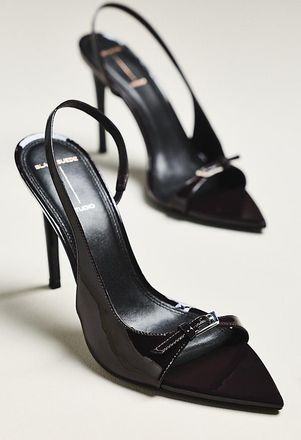 Black Suede Studio Heidi Slingback Heels