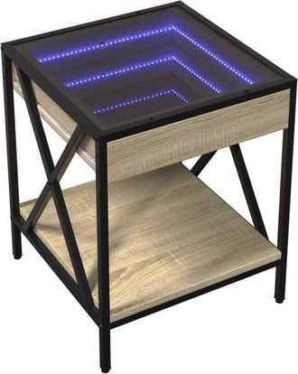 vidaXL Coffee Table with Infinity led Sonoma Oak 40x40x49 cm Vidaxl