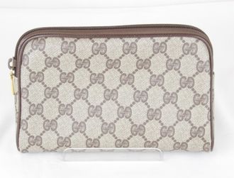 Gucci Brown Gg Supreme Pouch (Pre-Owned)