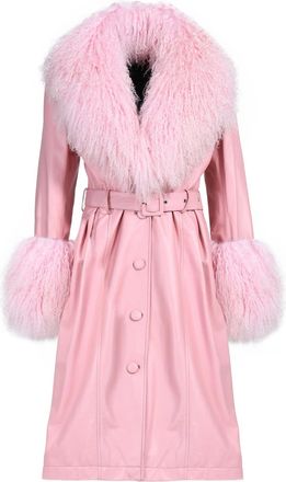 Wanan Luxury Sac Coat in Leather Pink