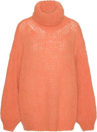 Americandreams Pepper Roll Neck Alpaca Pullover - Dames - Coltruien - Oranje - ONE Size - Wol - Truien & Vesten