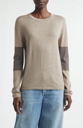 Johnstons of Elgin Euna Colorblock Cashmere Sweater in Pebble/Ash at Nordstrom, Size X-Small