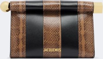 Jacquemus Rond Carr&eacute; snake-effect leather clutch