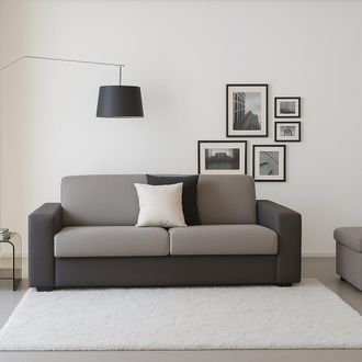 Dmora Sof&aacute; Fijo Dgunte, Gran Sof&aacute; De 2 Plazas, 100% Made In Italy, Sof&aacute; Sala De Estar, En Tela Acolchada, Con Reposabrazos Delgados, Cm 180x95h90, Gris Y An