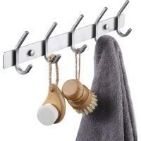 OEM Perchero De Ba&ntilde;o, Perchero De Pared De Metal Con 5 Ganchos, Ganchos Para Abrigos De Pared Para Ba&ntilde;o, Acero Inoxidable Sus304, Acabado Cepillado - Crez