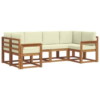 vidaXL Conjunto De Sof&aacute;s De Exterior Con Coj&iacute;n 6 Pcs Natural Y Crema Vidaxl