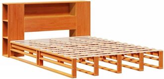 vidaXL Bookcase Bed without Mattress Wax Brown 140x200 cm Solid Wood Vidaxl