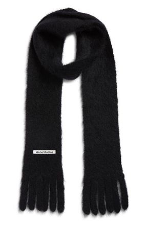 Acne Studios Winter Kinna Mohair & Wool Skinny Scarf in Black at Nordstrom