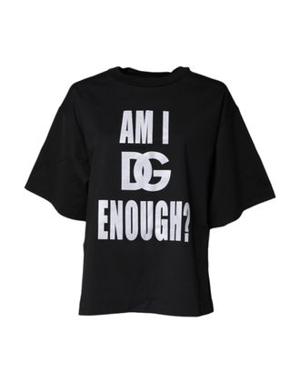 Dolce & Gabbana Womens Graphic Tee Short Sleeve Relaxed Fit - Black Cotton - Size EU 40 (Womens)