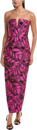 Milly Milly Judith Pink Palm Jacquard Midi Dress