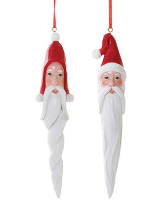 Melrose International Set Of 6 Carved Santa Drop Ornament