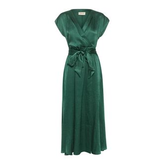 Cream Zeegroene Jurk met V-Hals - Dames - Casual kleedjes - Groen - L - Kleedjes
