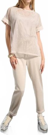 Joseph Ribkoff Crew Neck Short Sleeve Mesh Top In Moonstone