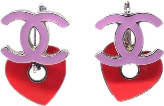 Chanel Orecchini CC Heart pendenti 2004 - Viola