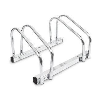 Relaxdays Relaxdays - 3 Soportes Bicicletas Suelo O Pared, Portabicicletas Para 2 Bicis C/u, Acero Cromado, Exterior, 26x40x32 Cm, Plateado