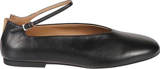 Jil Sander Ballerina Flats with Rounded Toe and Ankle Strap Detail