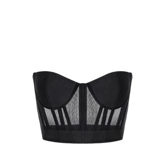 Elisabetta Franchi Mesh-panelled Corset-style Top