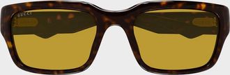 Gucci Men & apos;s Logo Plastic and Nylon Rectangle Sunglasses
