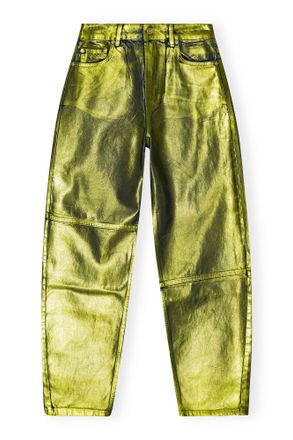 Ganni Green Foil Stary Jeans - Size 25 Organic Cotton