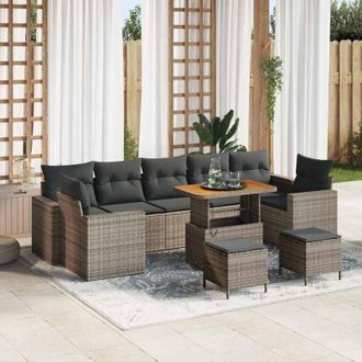 vidaXL Vidaxl - Conjunto De Sof&aacute; De Jard&iacute;n Manual 10 Pcs Gris 90 X 55 X 71 Cm