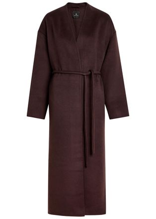 Anine Bing Hunter Belted Wool and Cashmere-blend Coat - Dark Brown - S (UK8-10 / S)