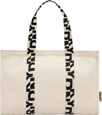 DKNY Dkny, Tassen, Dames, Beige, ONE Size, Katoen, Nessa Tote