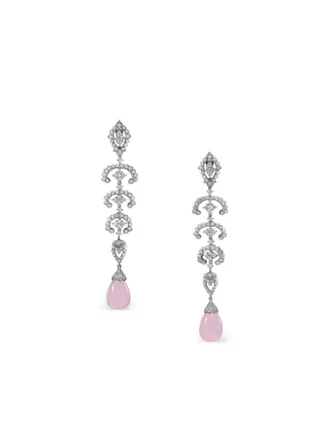 Anabela Chan Orecchini Scallop Lace in rodio vermeil con diamanti - Viola
