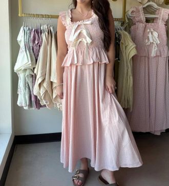 Bibi Womens Smocked Midi Dress In Blush Gingham