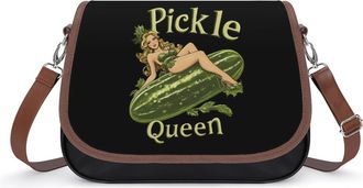 Generic Pickle Sexy Lady Queen Small Womens Crossbody Bags Shoulder Handbag with Adjustable Strap for Travel