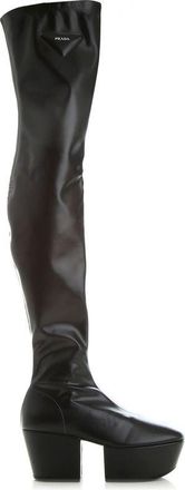 Prada Black Calfskin Over The Womens Knee