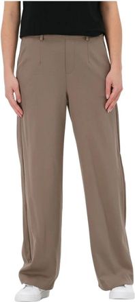 Object Wijde Broek Taupe Kleur - Dames - Wijde Broeken - Beige - M - Broeken