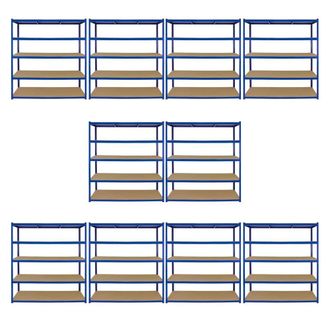 MonsterShop Monster Racking T-Rax 10 x Extra Wide Storage Shelves, Blue, 160cm W in Blue