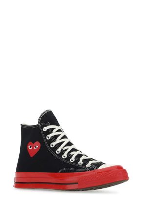 Comme Des Gar&ccedil;ons Comme Des Garcons Play Logo-Embroidered Canvas Sneaker - Black