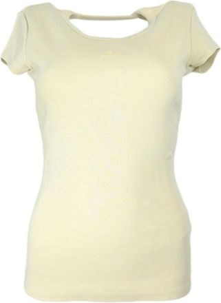 HUGO BOSS Tops, Dames, Beige, S, Katoen, Geribbeld T-shirt met subtiel logodetail