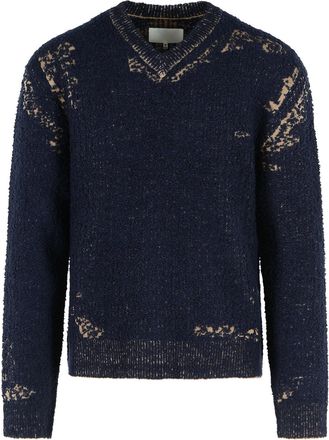 Maison Margiela Acid Blue Cotton And Wool Sweater