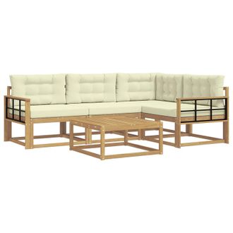 vidaXL Conjunto De Sof&aacute;s De Exterior 5 Pcs Blanco Y Crema Vidaxl