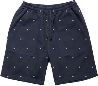 Service Works Polka Dot Cotton Poplin Drawstring Chef Shorts in Navy at Nordstrom, Size Medium